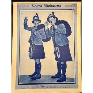 RARE 1935 Italian Laurel and Hardy Magazine Bonnie Scotland Jean Harlow Crawford